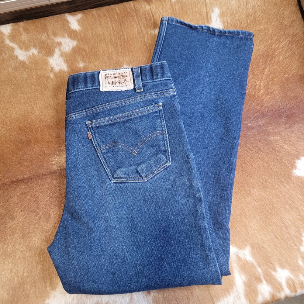 Vintage Levis 505 Brown Tab Jeans 36x30 Straight Leg Distressed Pockets